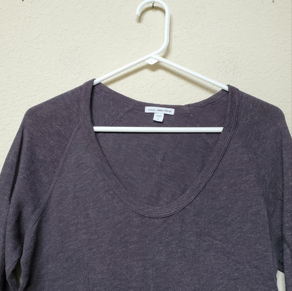 James Perse Tunic Top Kangaroo Pocket Lightweight Sweatshirt.  Size 3 (Large) - Picture 2 of 6